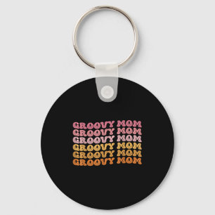 Porte-clés Maman hippie groovy rétro assortie famille fête de