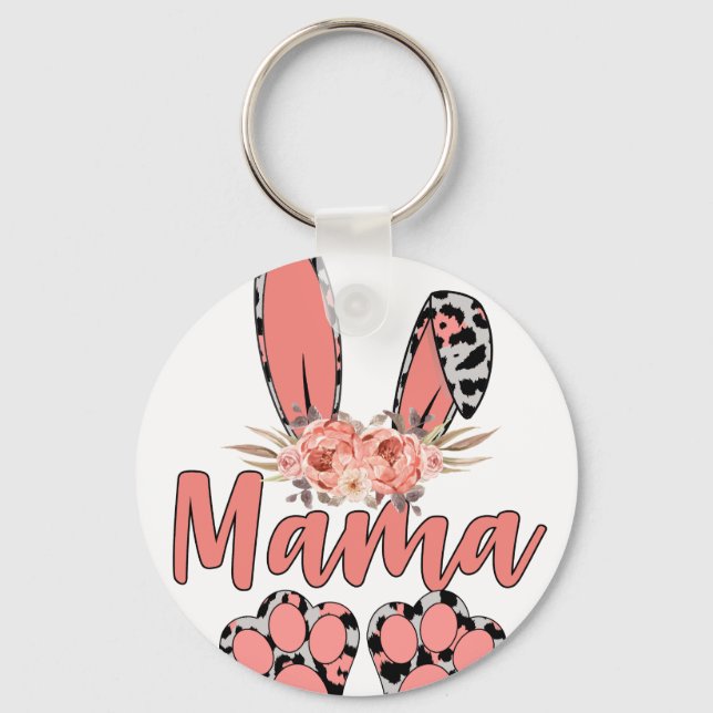 Porte-clés maman lapin, rétro, vintage (Recto)