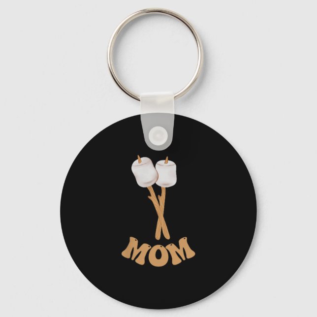 Porte-clés Maman marshmallow joyeux campeur 1er anniversaire  (Recto)