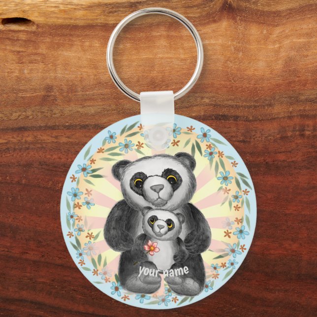 Porte-clés Maman Panda Bear Love porte - clé personnalisé (Recto)