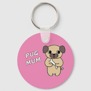 Porte-clés MAMAN PUG - Rose