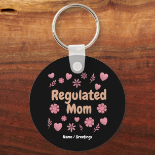 Porte-clés Maman régulée 3D Floral Rose Esthétique du Cœur