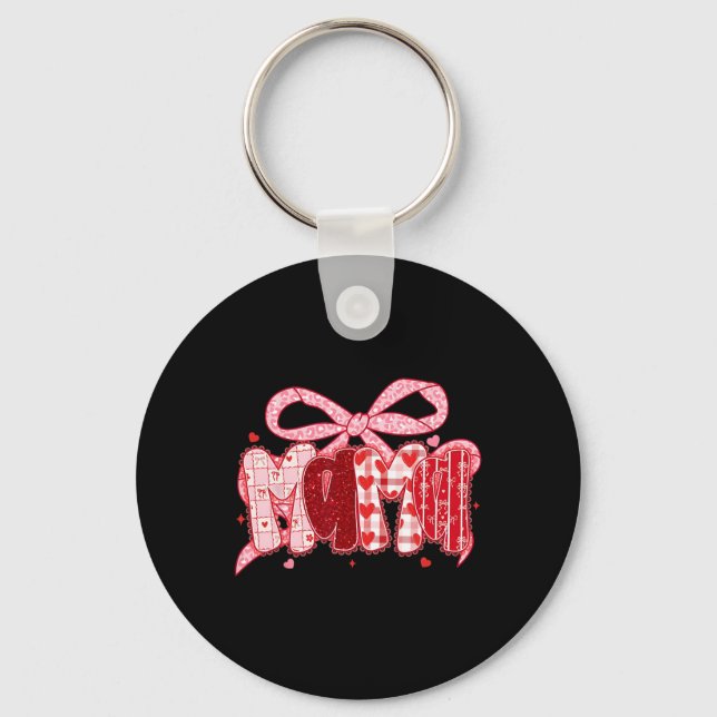 Porte-clés Maman Saint-Valentin Coquette Rose Noeud Papillon  (Recto)