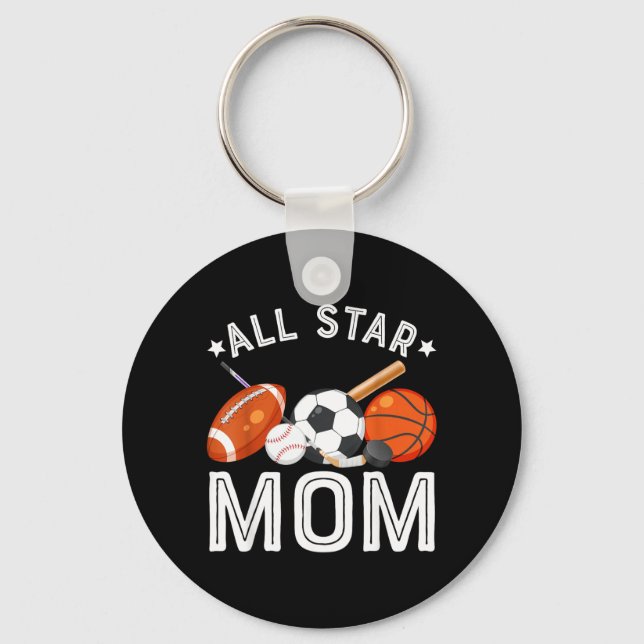 Porte-clés Maman Star Du Garçon D'anniversaire Basball Footba (Recto)