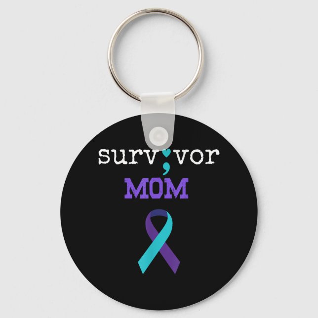 Porte-clés Maman survivante - Cadeau point-virgule Prévention (Recto)
