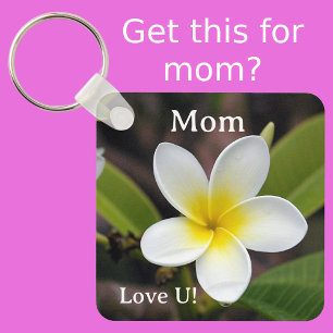 Porte-clés Maman t'aime Porte - clé floral blanc et jaune