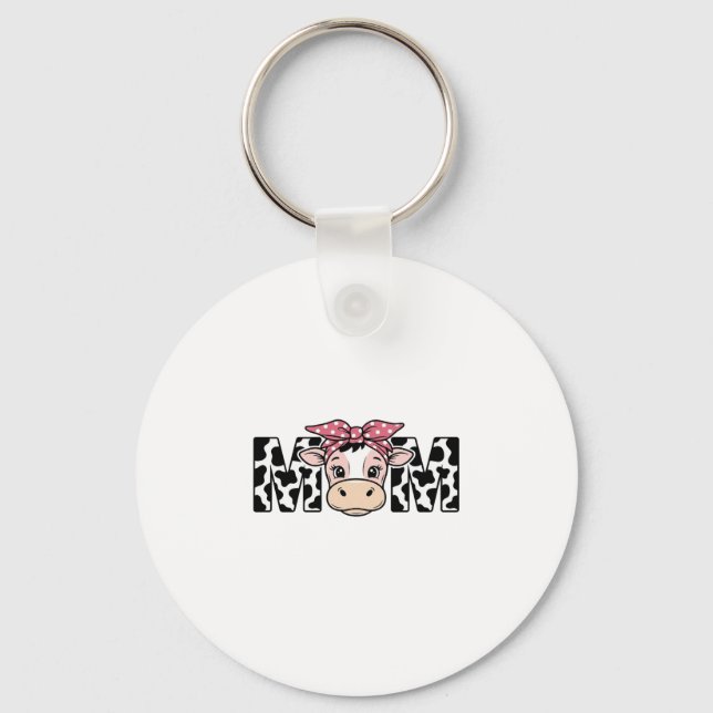 Porte-clés Maman Vache Mignonne Nœud Conception Graphique_1 (Recto)
