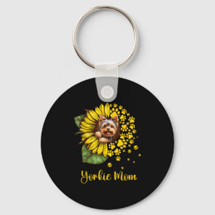 Porte-clés Maman Yorkie Tournesol Femme Amoureuse de Chien 