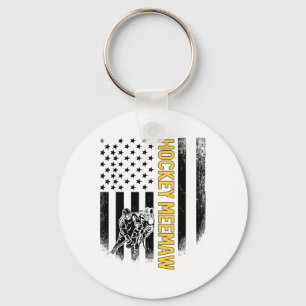Porte-clés Mamie de hockey Joueuse de hockey au drapeau améri