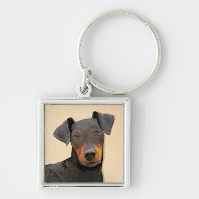 Porte-clés Manchester Terrier Peinture - Art Chien original (Devant)