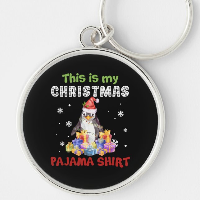 Porte-clés Manchot C'est Ma Chemise De Pyjama De Noël (Devant)