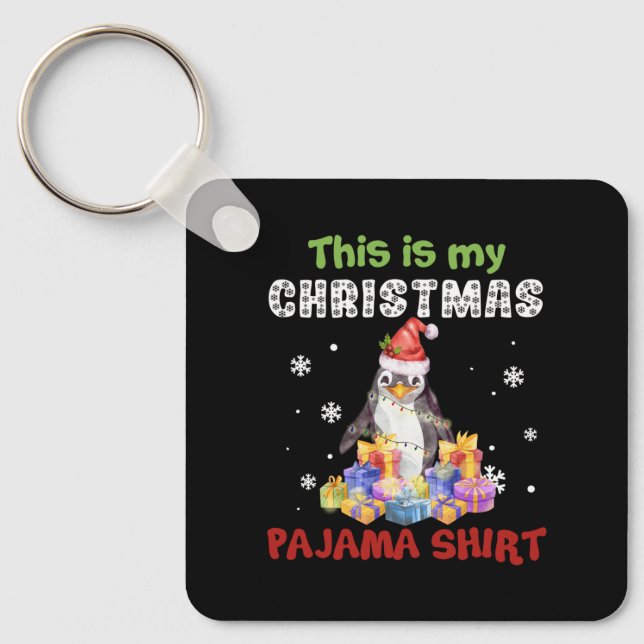 Porte-clés Manchot C'est Ma Chemise De Pyjama De Noël (Recto)