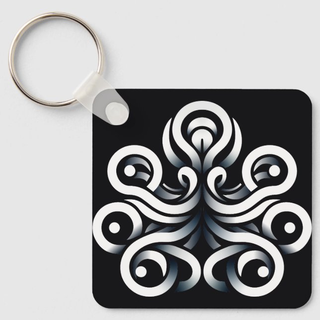 Porte-clés Mandala abstrait géométrique sacré Zen minimal (Recto)