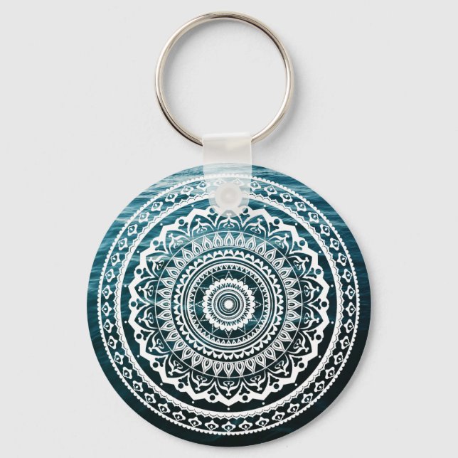 Porte-clés Mandala Blanc Laissez la mer vous libérer (Recto)