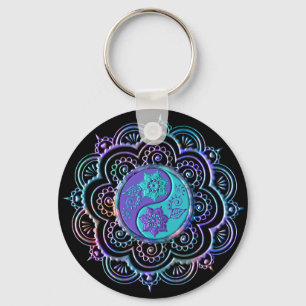 Porte-clés Mandala bleu et violet