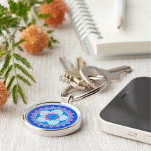 Mandala Bleu Rose sur Fond Bleu