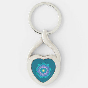 Porte-clés Mandala Coloré sur Fond Bleu