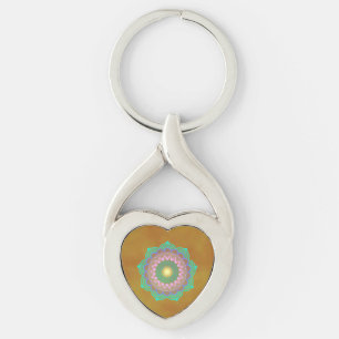 Porte-clés Mandala Coloré sur Fond Doré