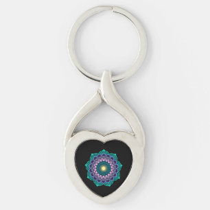 Porte-clés Mandala coloré sur fond noir