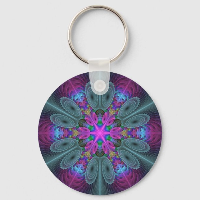 Porte-clés Mandala Colorful Striant Fractal Art Kaleidoscope (Recto)