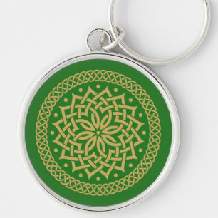 Porte-clés Mandala de fleur celtique or intricate