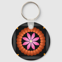 Mandala de fleurs festives orange noir rose