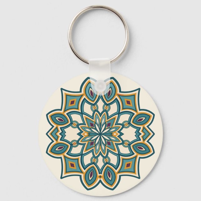 Porte-clés Mandala de la Fleur de Teal  (Recto)