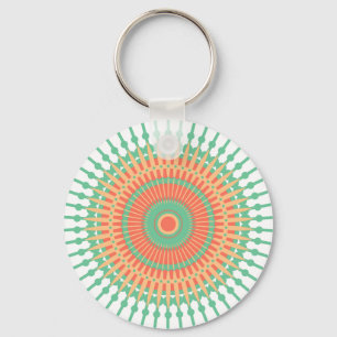 Porte-clés Mandala design vert, orange indienne