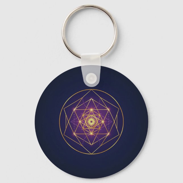 Porte-clés Mandala Doré Céleste — Équilibre dans l'Infini (Recto)