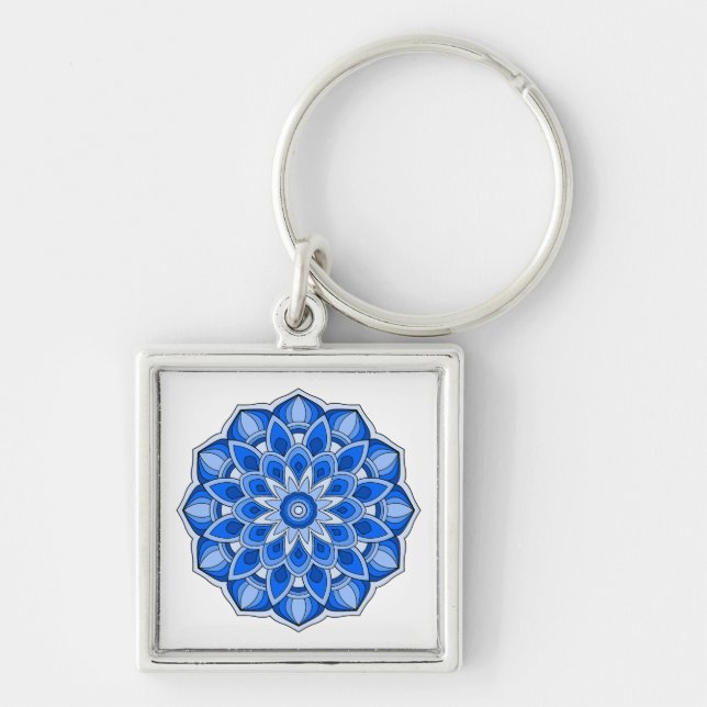 Porte-clés Mandala en bleu (Devant)