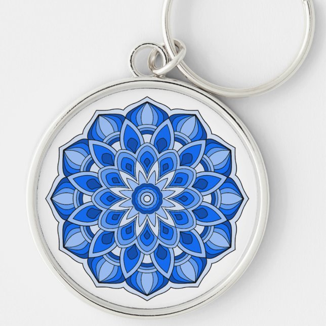 Porte-clés Mandala en bleu (Devant)