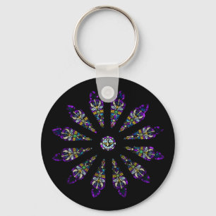 Porte-clés Mandala en verre souillé