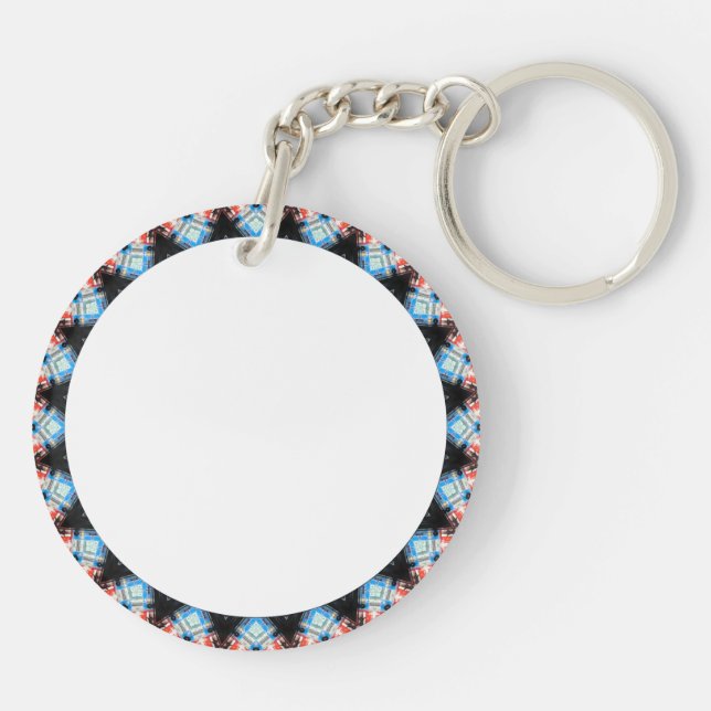 Porte-clés Mandala étoile noir, bleu et rouge (Dos)