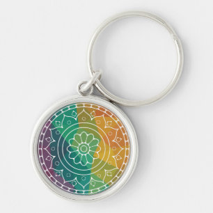 Porte-clés Mandala flower india arc-en-ciel coloré boho