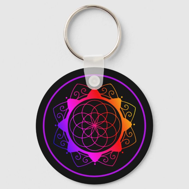 Porte-clés mandala géométrique simple (Recto)