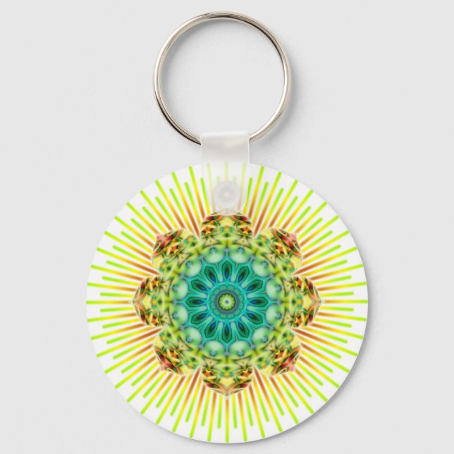 Porte-clés Mandala jaune vert | faites votre propre arrière - (Recto)
