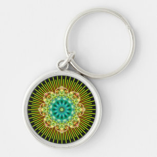 Porte-clés Mandala jaune vert noir