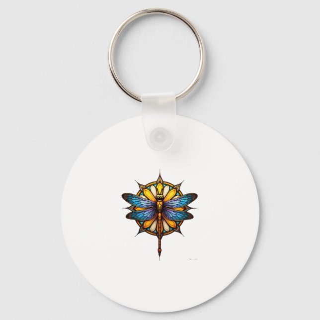 Porte-clés Mandala Libellule Lumineuse Géométrie Sacrée Spiri (Recto)