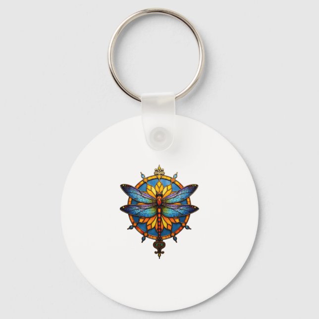 Porte-clés Mandala Libellule Lumineuse Géométrie Sacrée Spiri (Recto)