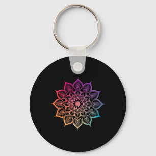 Porte-clés Mandala Lotus Art Zen Boho Bouddha Botanique Succu