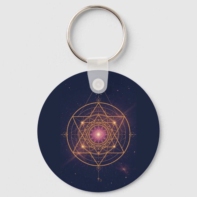 Porte-clés Mandala Lumineux de l'Harmonie Dorée (Recto)