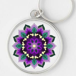 Porte-clés Mandala Motif 02 en violet