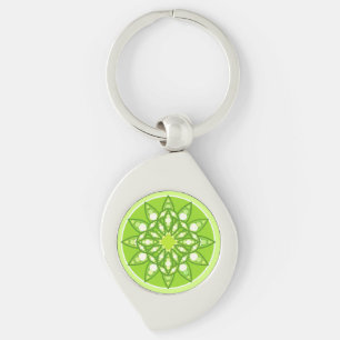 Porte-clés Mandala motif dans les tons vert citron
