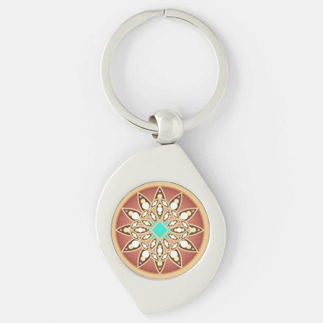 Porte-clés Mandala motif en caramel et chocolat (Devant)