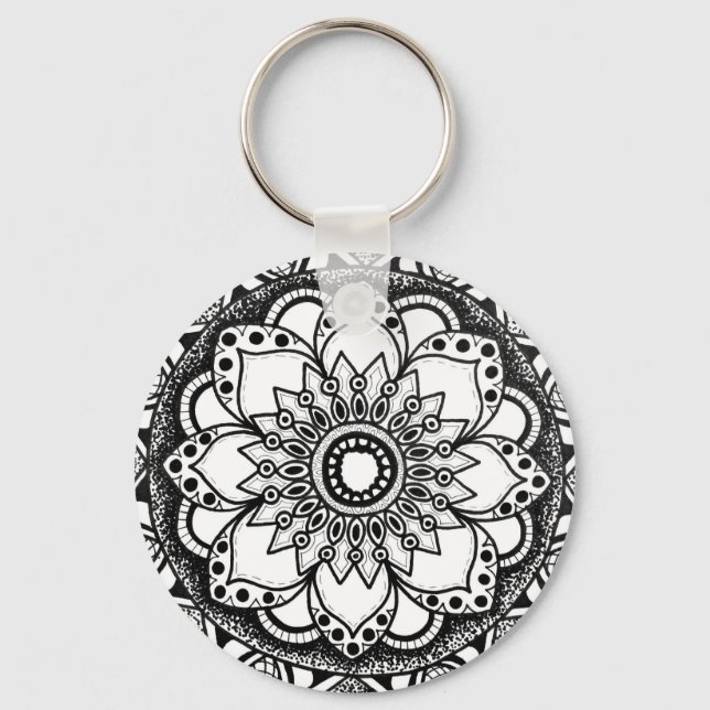 Porte-clés Mandala noir et blanc (Recto)
