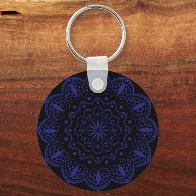 Porte-clés Mandala | Noir et Violet (Recto)