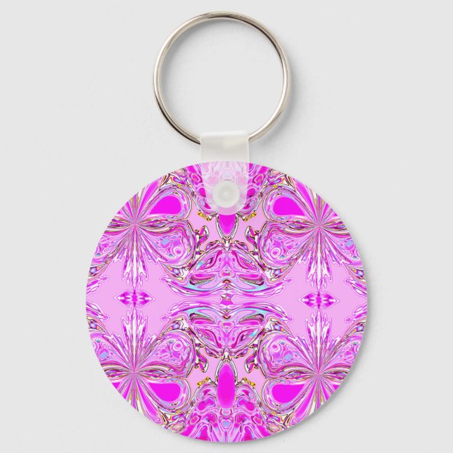 Porte-clés "Mandala papillon rose" (Recto)