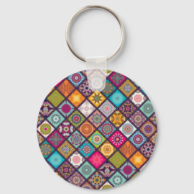Porte-clés Mandala pattern colourful Moroccan (Recto)