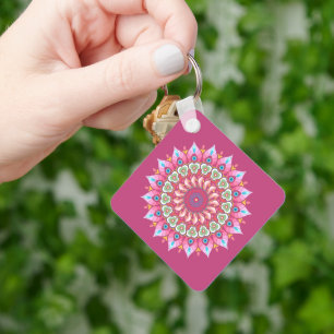 Porte-clés Mandala Porte - clé Rose, Vert Et Bleu