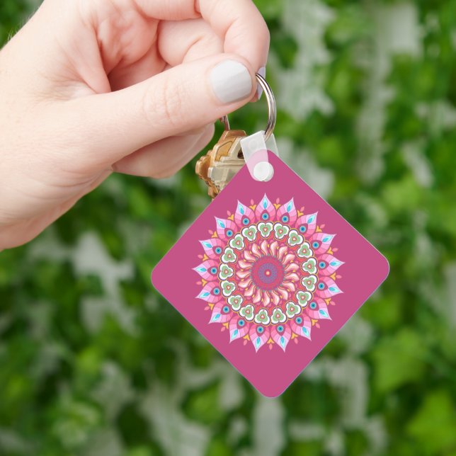 Porte-clés Mandala Porte - clé Rose, Vert Et Bleu (main)
